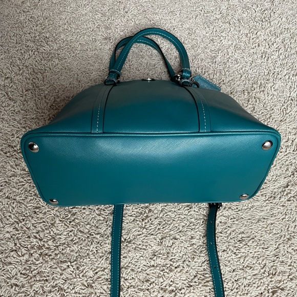 Coach Peyton Teal Green Leather Bag - Picture 7 of 10
